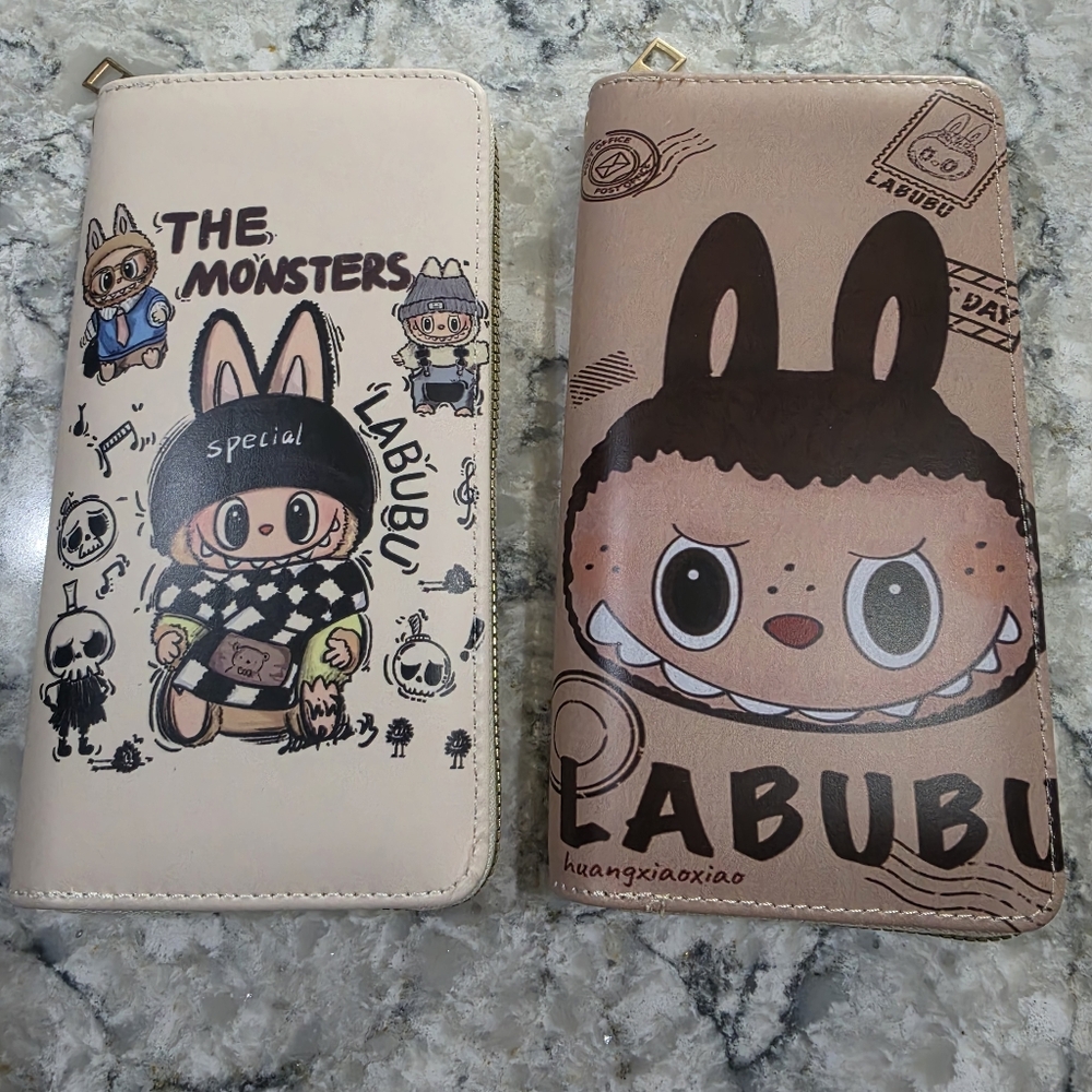 LABUBU Bunny Character Zip Wallets - Beige & Tan